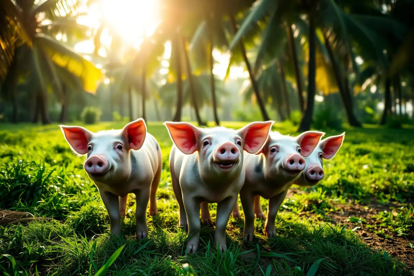 Free range farm pigs in Kerala